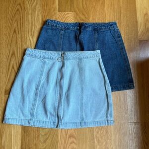 2x Forever 21 Jean Skirt w Zipper Light & Dark Wash